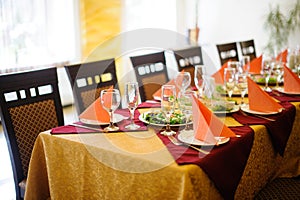 Fine restaurant dinner table place setting