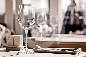 Fine restaurant dinner table place setting