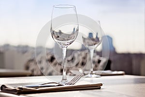 Fine restaurant dinner table place setting