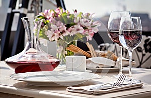 Fine restaurant dinner table place setting photo