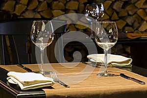 Fine restaurant dinner table place setting