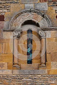 Fine romanesque art in the window aof a church