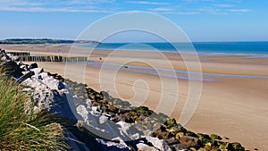 Fine sand beach of Wissant on the CÃ´te d\'Opale, Pas-de-Calais region in France photo