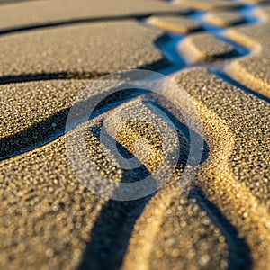 Fine sand forms intricate curving patterns resembling natural