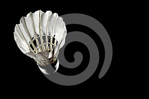 Set Badminton shuttlecock feather professional on isolated black background.