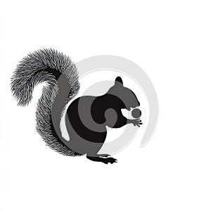 Fine Squirrel silhouette with nut