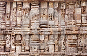 Fine stone work of various sculptures, Sun Temple