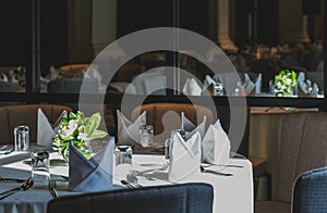 Fine table setting in a luxurious restaurant