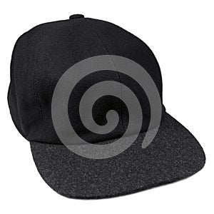 Fine wool black baseball cap grey isolated men hat