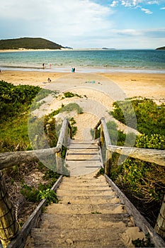 Fingal Bay Beach in New South Wales, Autralia, in the summer