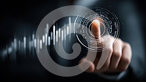 Finger activating button on digital interface, a seamless interaction with technology