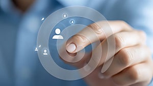 Finger activating a button, humancomputer interaction and interface control finger