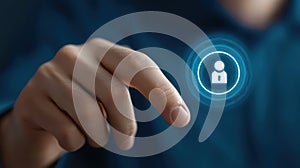 Finger activating button, user interface interaction with technology, digital control and command execution