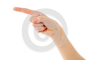 Finger arrow showing gesturing female hands