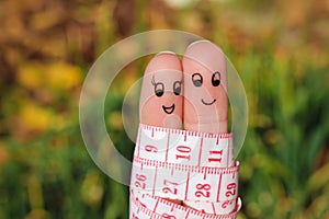 Finger art of a Happy couple with meter.
