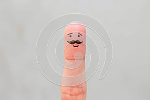 Finger art of happy man with mustache