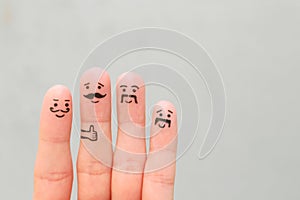 Finger art of happy men with mustache