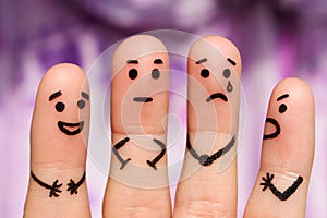 Finger art of people. concept of people with different personalities.