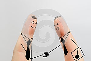 Finger art shaking hands