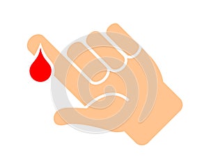 Finger with blood drop vector icon