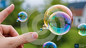 Finger with bubble generate ai