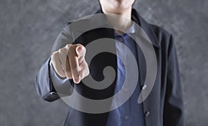 finger of businessman pointing to you for use as hand pushing to