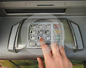 Cash dispenser keybord with czech and english language inscription. photo