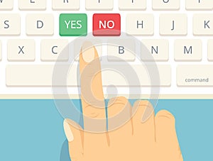 Finger choose to press yes or no key on computer keyboard