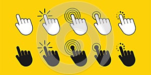 Finger click icon vector. Hand click icon. Push touch screen. Vector stock illustration