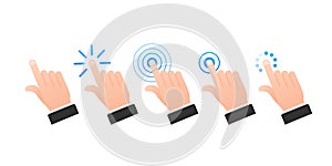 Finger click icon vector. Hand click icon. Push touch screen. Vector stock illustration.