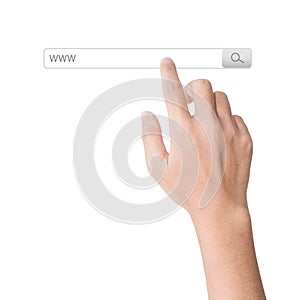 finger click on search www toolbar browser isolated white background