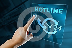 Finger clicking a hotline service