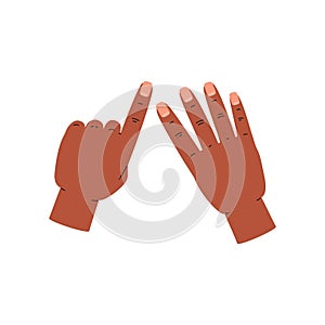 Finger count hand icon and numerical value of five, flat vector isolated.