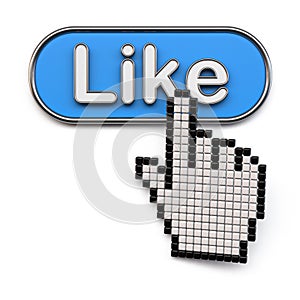 Finger cursor on like button 3D