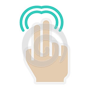 2 finger Double tap flat icon, touch and gesture