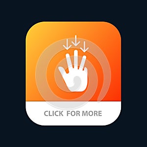 Finger, Down, Arrow, Gestures Mobile App Button. Android and IOS Glyph Version