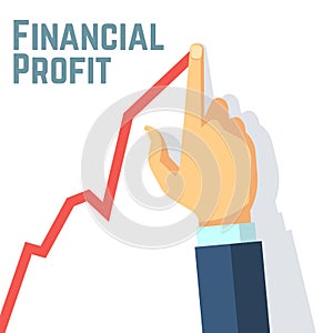 Finger drawing growth chart. Financial profit and investing business vector concept