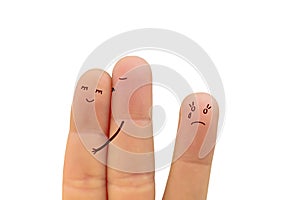 Finger face Love betrayed and jealousy