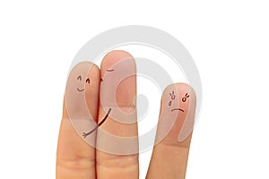 Finger face Love betrayed and jealousy