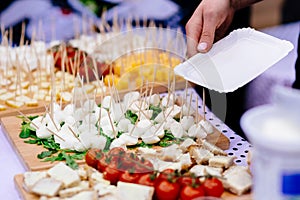 Finger food appetizers on party