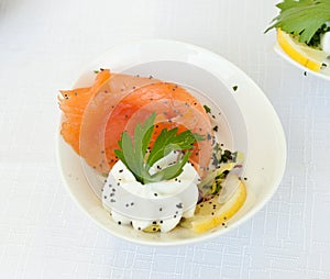 Finger food with smoked salmon