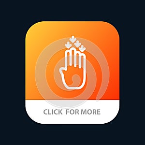 Finger, Four, Gesture, Down Mobile App Button. Android and IOS Line Version
