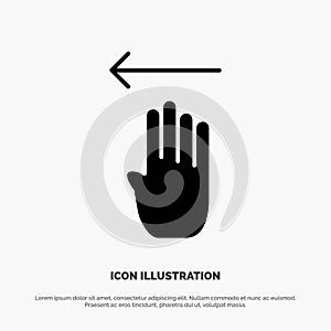 Finger, Four, Gesture, Left solid Glyph Icon vector