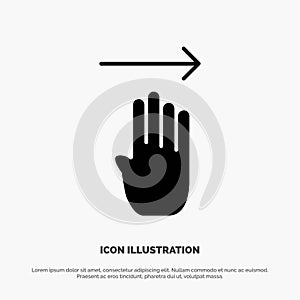 Finger, Four, Gesture, Right solid Glyph Icon vector