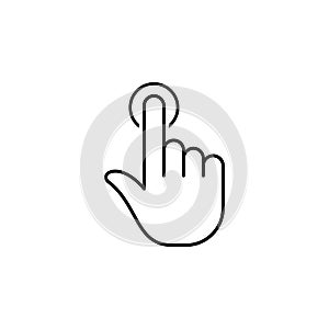 Finger, gesture, hand, one, tap outline icon. Element of simple icon for websites, web design, mobile, info graphics. Signs and sy