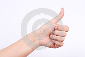 Finger hand symbols the concept like button and best excellent good feeling on white background