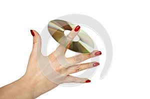 Finger holding CD