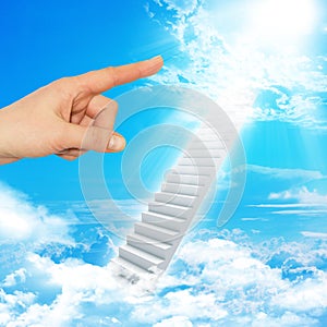 Finger indicates stairway to heaven