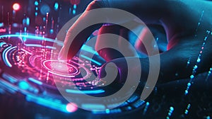 Finger Interacting With a Futuristic Interface