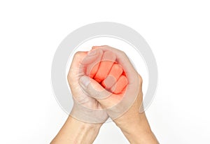 Finger joints inflammation. Concept of rheumatic arthritis, imgrating polyarthritis or arthralgia photo